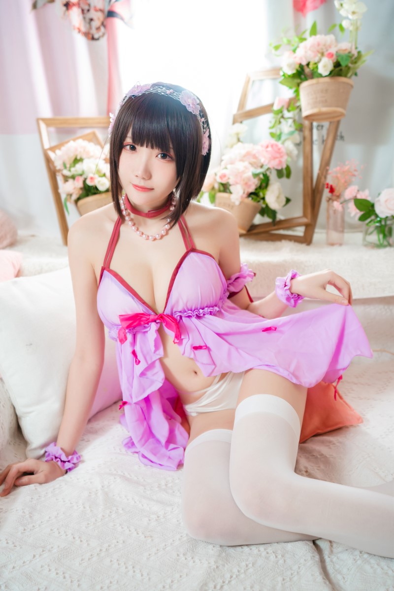 动漫Coser@瓜希酱 加藤惠 睡衣 [14P/58MB] 网红写真-第2张