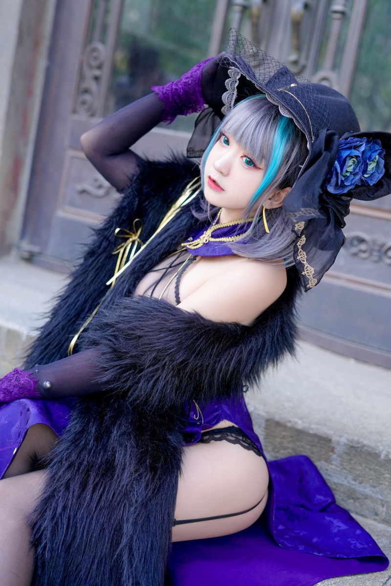 网红Coser@-桃夭葵- 柴郡旗袍 [33P/740MB] 网红写真-第2张