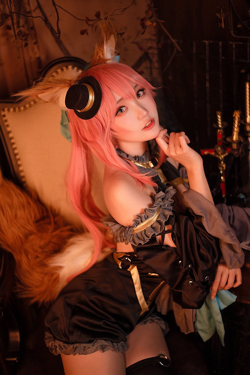 动漫Coser@瓜希酱 玉藻前 漆黑魔术服[20P/133MB] 网红写真-第1张