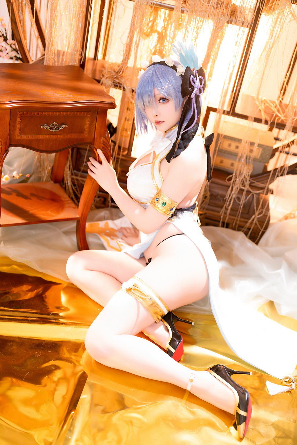 微博红人@星之迟迟 24年01月计划B 蕾姆旗袍 [76P/282MB] 网红写真-第1张