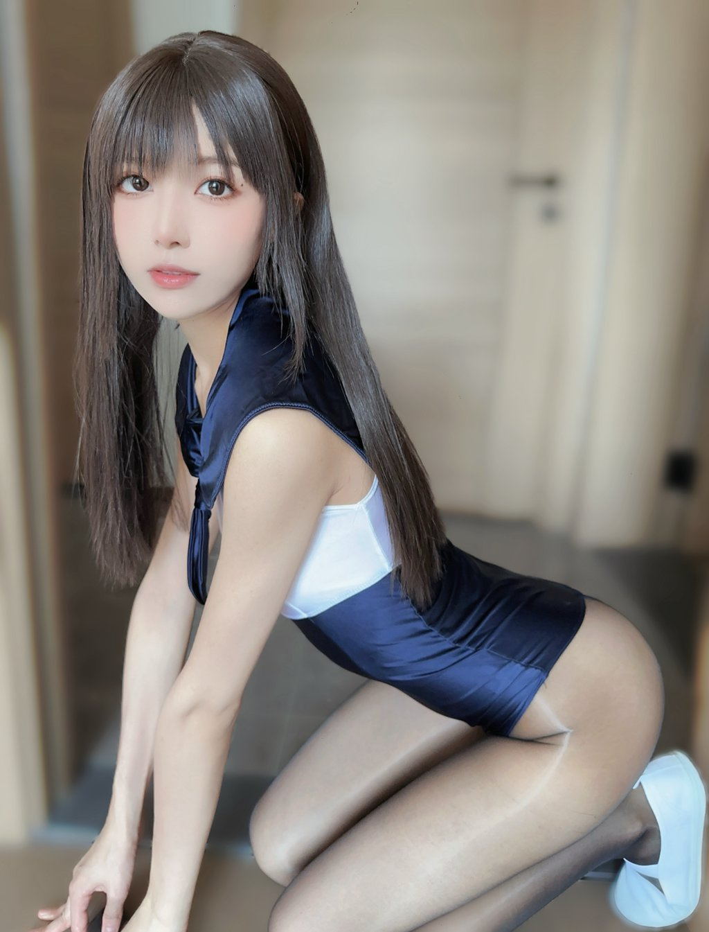网紅少女@布丁大法 – NO.067 蓝色连体泳衣 [95P6V-856MB] 网红写真-第3张