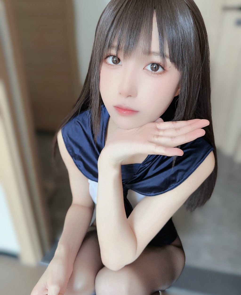 网紅少女@布丁大法 – NO.067 蓝色连体泳衣 [95P6V-856MB] 网红写真-第2张