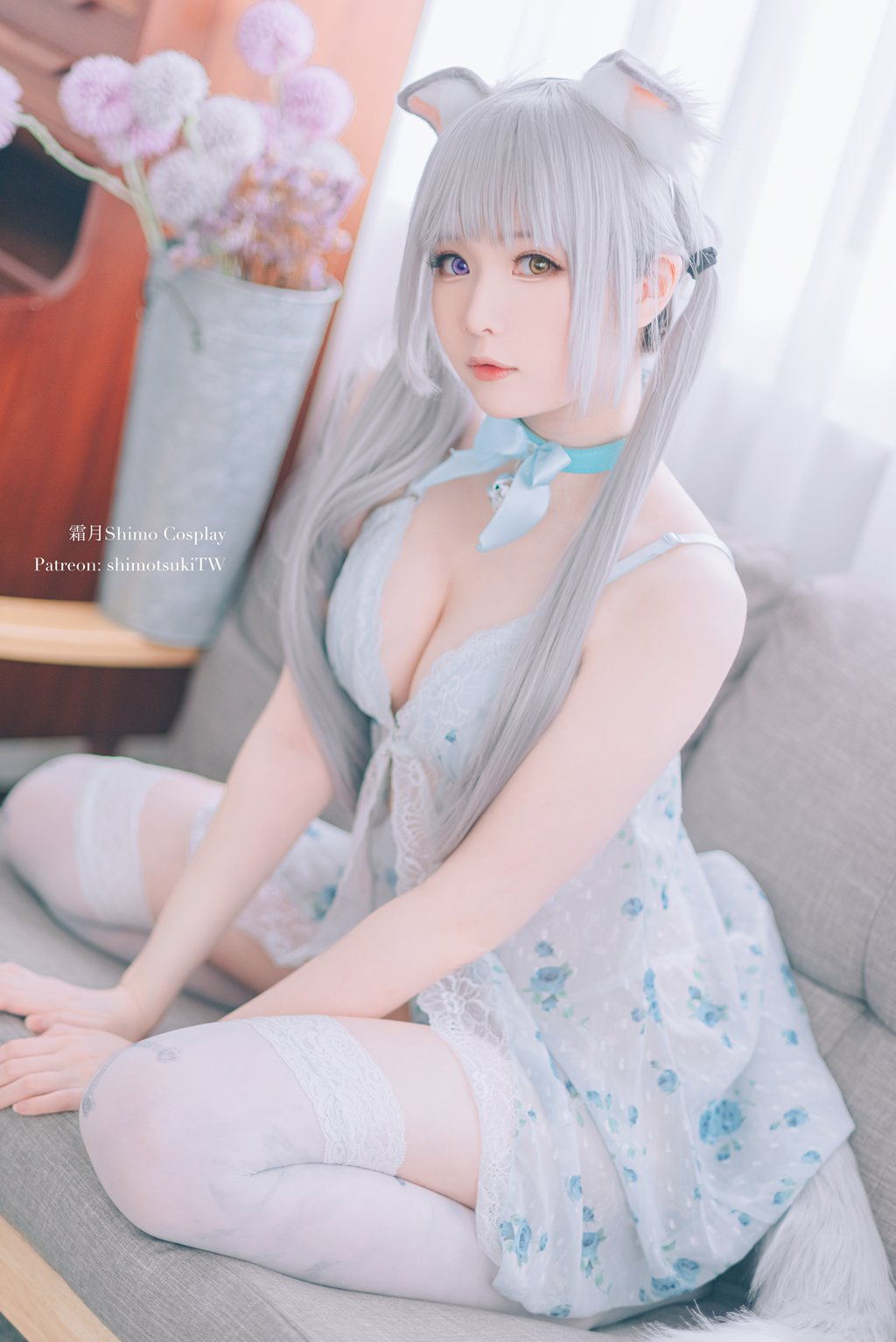 网紅Coser@霜月shimo ベビードールと灰色ねこ [15P-266MB] 网红写真-第4张