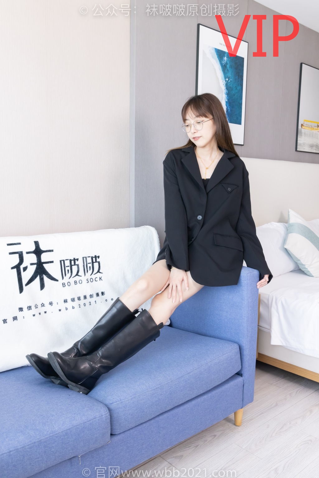 [BoBoSocks袜啵啵] NO.486 稚予-长靴、黑网袜、裸足（黑色美甲）裸足踩奶油蛋糕 仅花絮剧情版）[149P/1V/5.76G] 年费专享-第1张