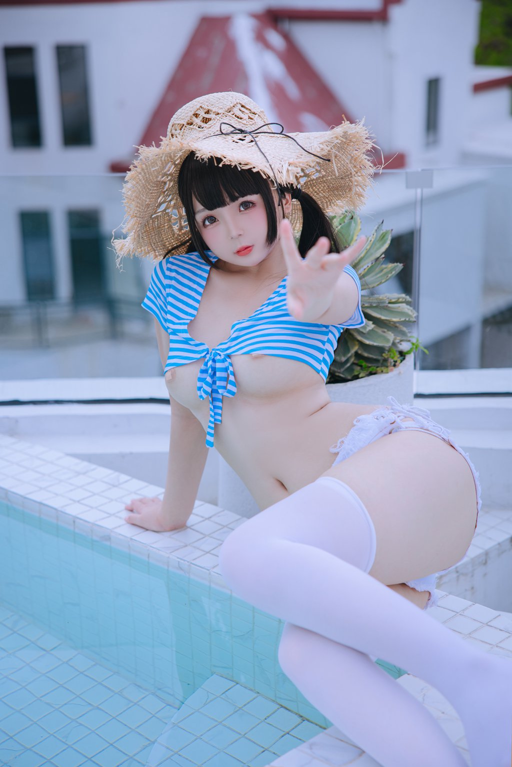 人气动漫博主@日奈娇 蓝白条[150P-6V-1.44G] 网红写真-第3张