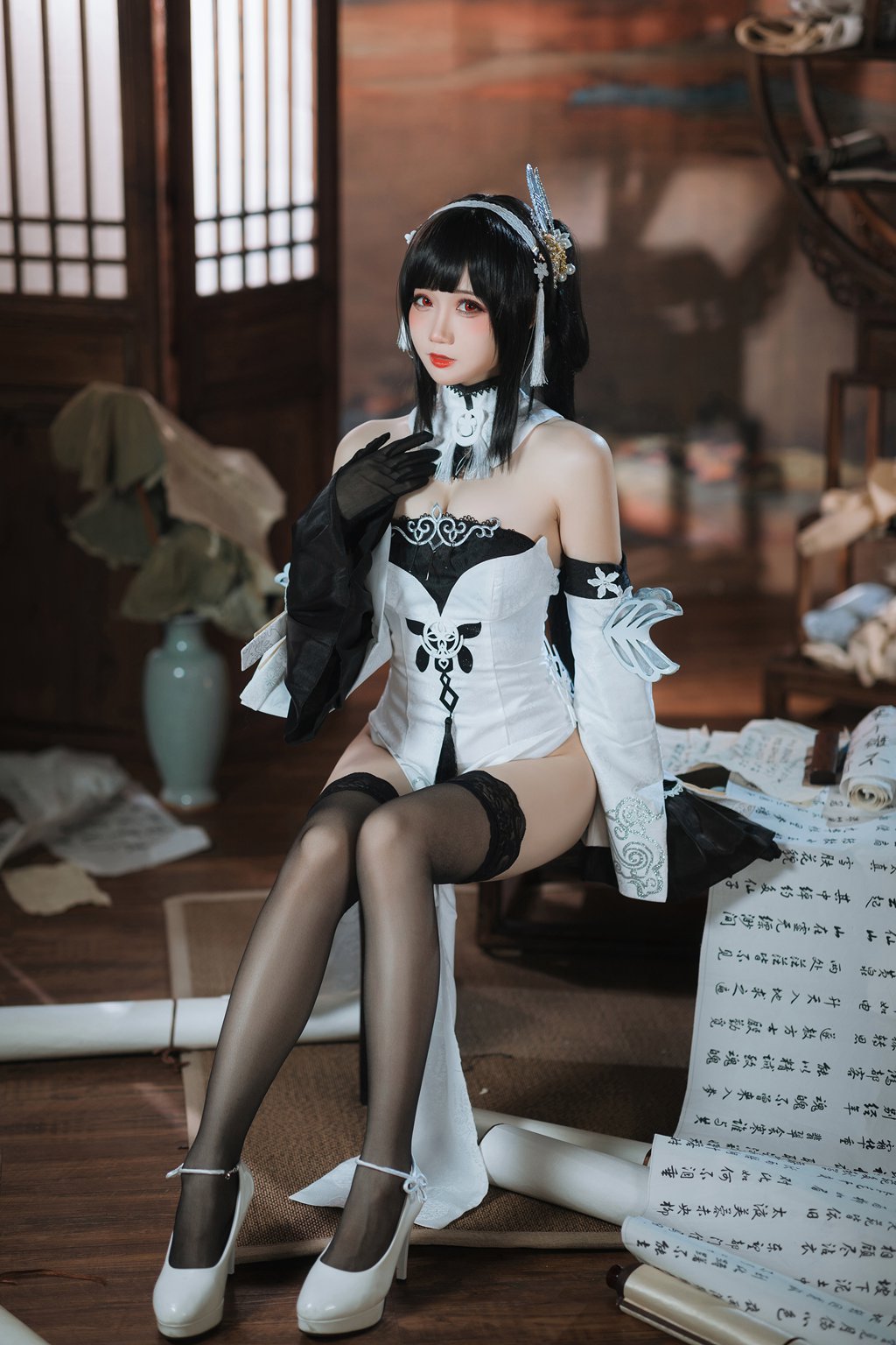 动漫博主@焖焖碳 碧蓝航线 鎮海 白黑礼服[23P-133M] 网红写真-第2张