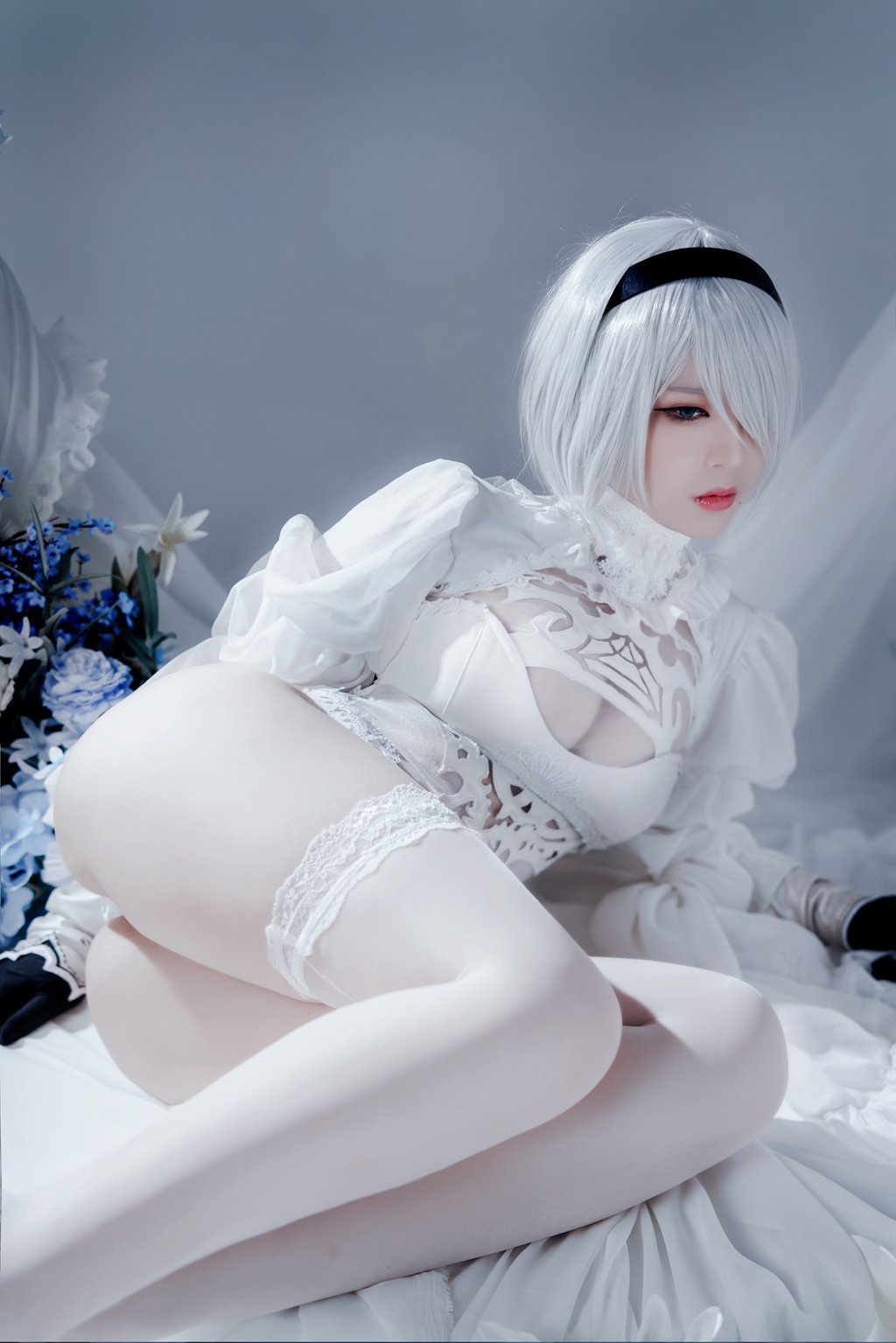 微博人气Coser@半半子 Automataヨルハ二号B型 白いドレス [51P-91MB] 网红写真-第2张