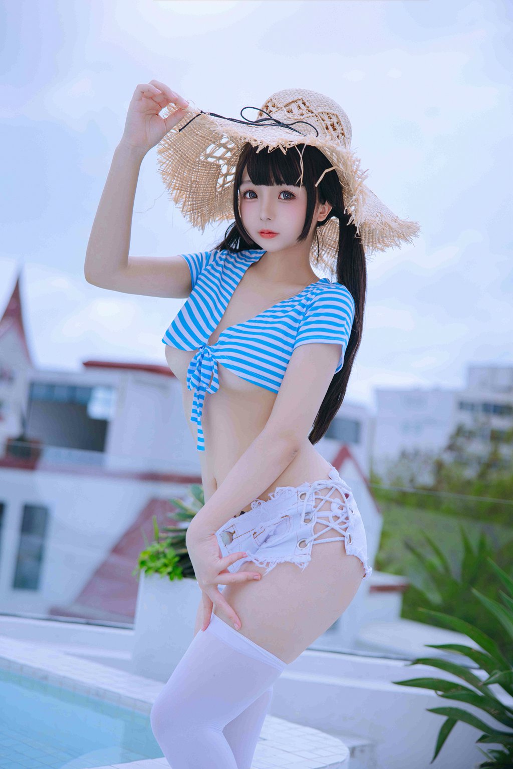 人气动漫博主@日奈娇 蓝白条[150P-6V-1.44G] 网红写真-第2张