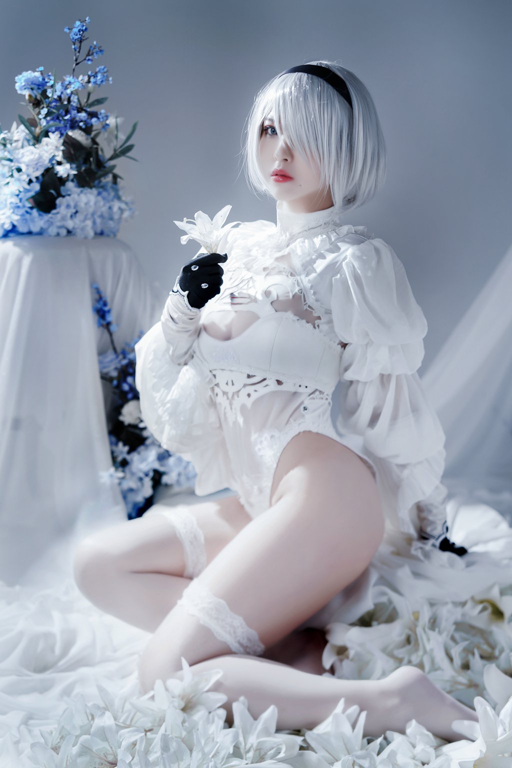 微博人气Coser@半半子 Automataヨルハ二号B型 白いドレス [51P-91MB] 网红写真-第1张