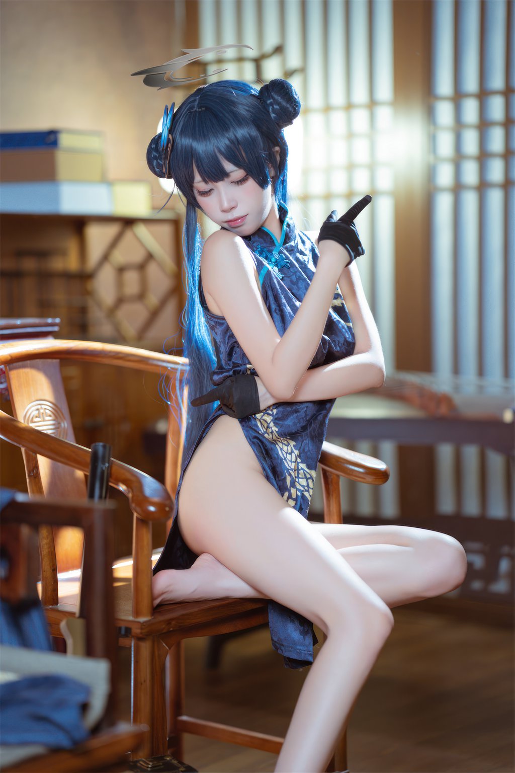 动漫博主@是三不是世w 碧蓝档案 妃咲旗袍[42P-269.3M] 网红写真-第3张