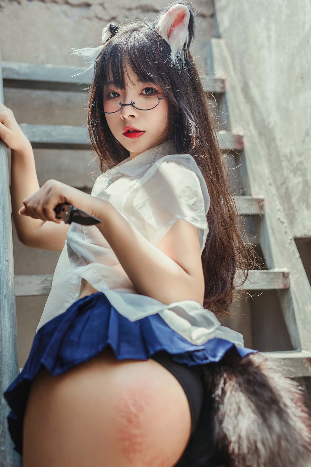 动漫博主@yuuhui玉汇 天台猫猫+黑犬机器人女友[32P-151.6M] 网红写真-第3张
