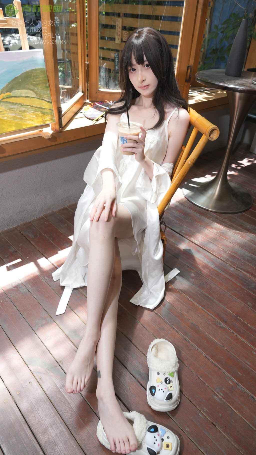 [青柠映画] No.30 AN 蚕丝睡衣+窗边油画素材（全套版）[136P/1V/4.91G] 年费专享-第4张