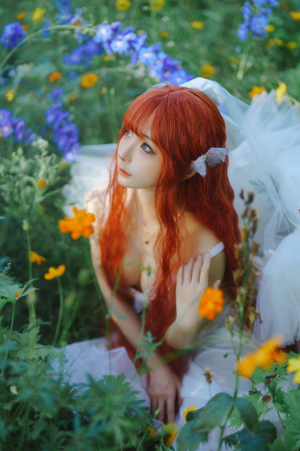 知名动漫博主@蠢沫沫 花丛婚纱 [67P/614MB] 网红写真-第2张