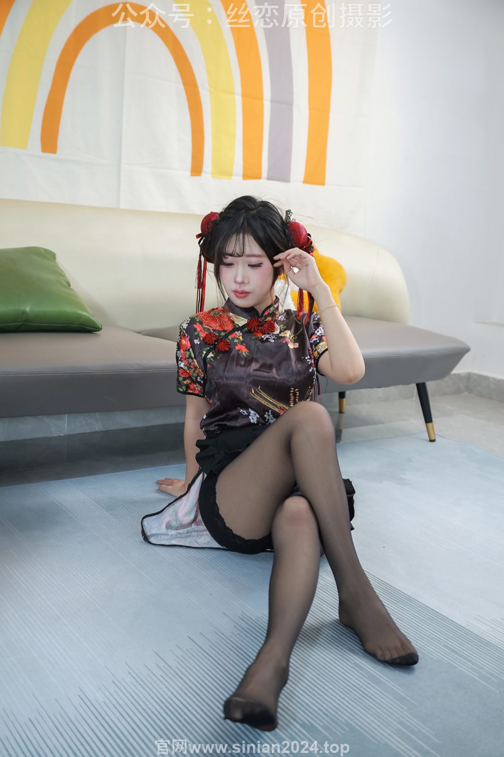 [丝恋摄影] NO.011 小梦-薄嘿丝，高跟鞋，绣花旗袍（花絮版）[258P/1V/3.67G] 丝恋摄影-第4张