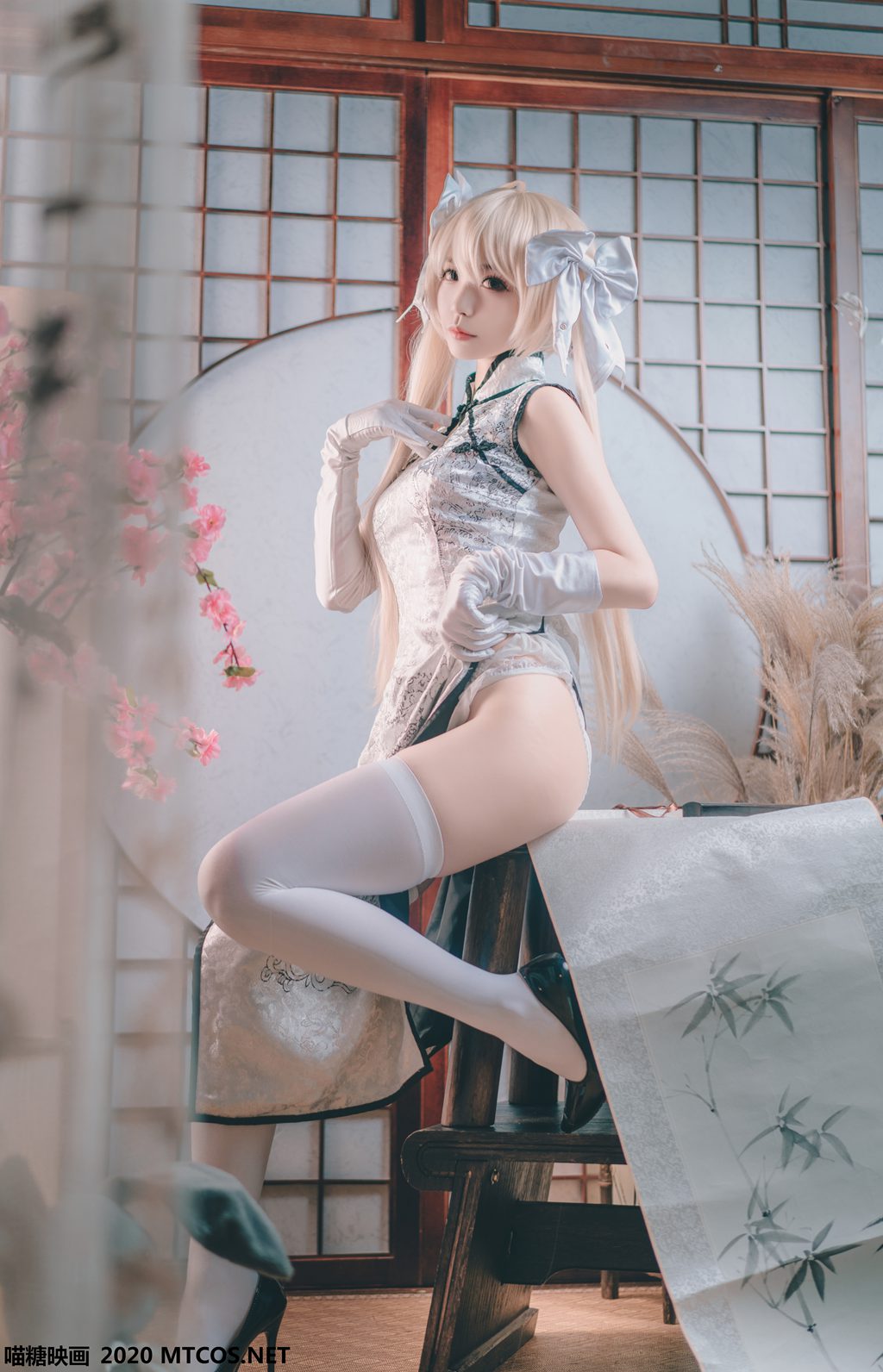 喵糖映画少女 HML.009 银丝旗袍[22P／327MB] 其它写真-第3张