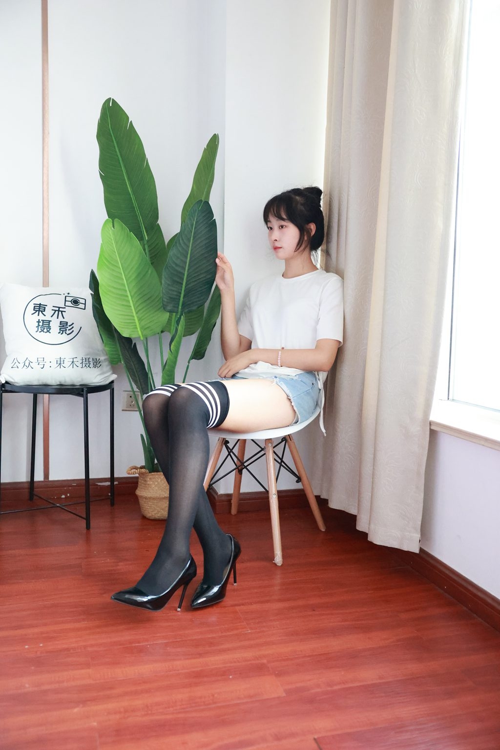 三禾摄影 NO.011 牛仔热裤 高跟 过膝袜 [227P/1.06GB] 三禾摄影-第2张