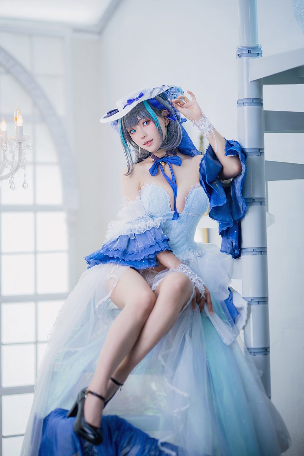 台湾Coser@ElyEE子 Cheshire Dress柴郡禮服[25P-1V-76M] 网红写真-第4张