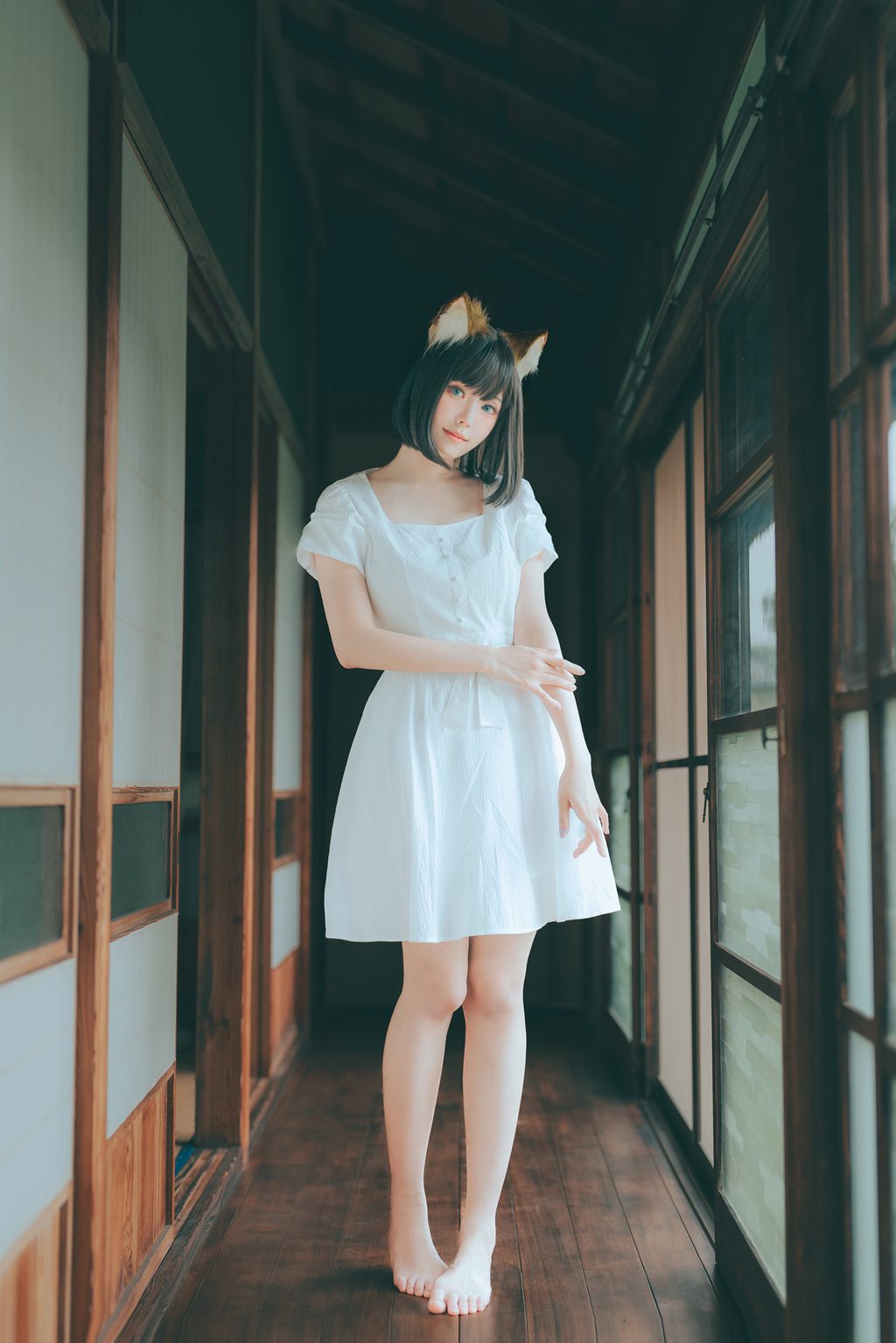 台湾Coser@ElyEE子 23.July B-Dongitsune White dress 白洋裝狐少女 [59P2V125MB] 网红写真-第3张