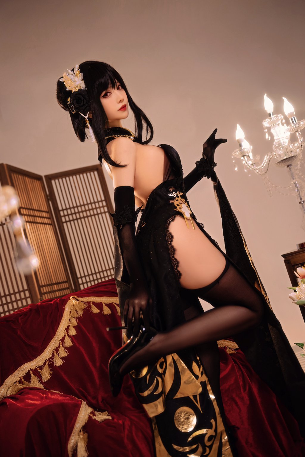 人气动漫Coser@Shika小鹿鹿 碧蓝航线镇海 奇奢花苑[28P-125M] 网红写真-第3张