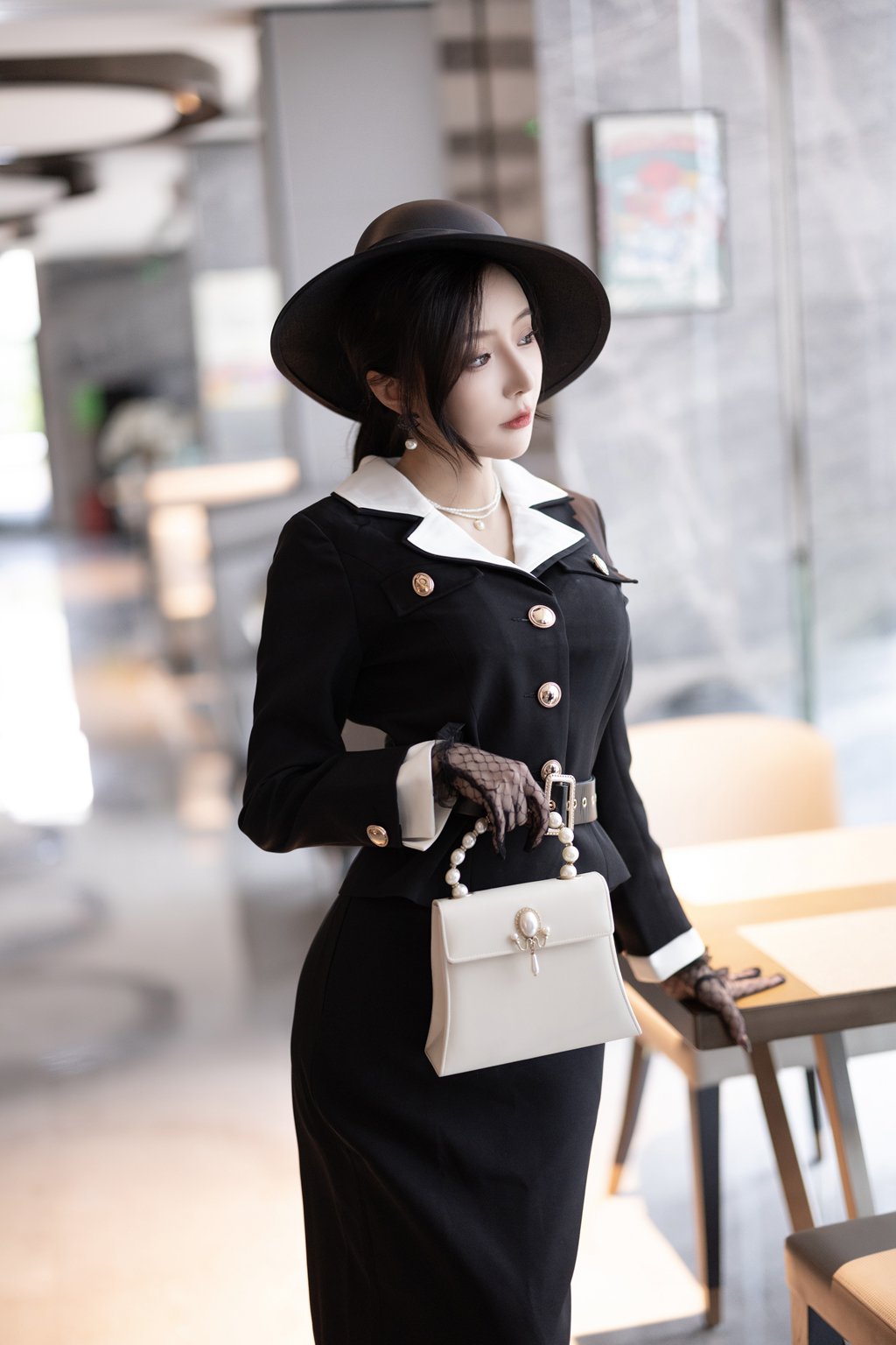 秀人模特@王馨瑶Yanni –黑色西装复古[91P/610MB] 年费专享-第2张