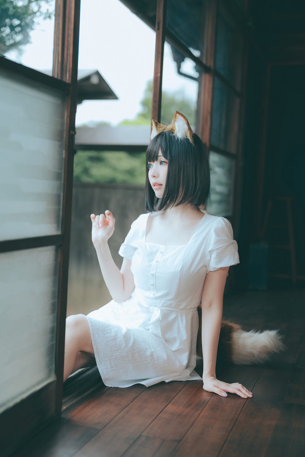 台湾Coser@ElyEE子 23.July B-Dongitsune White dress 白洋裝狐少女 [59P2V125MB] 网红写真-第2张