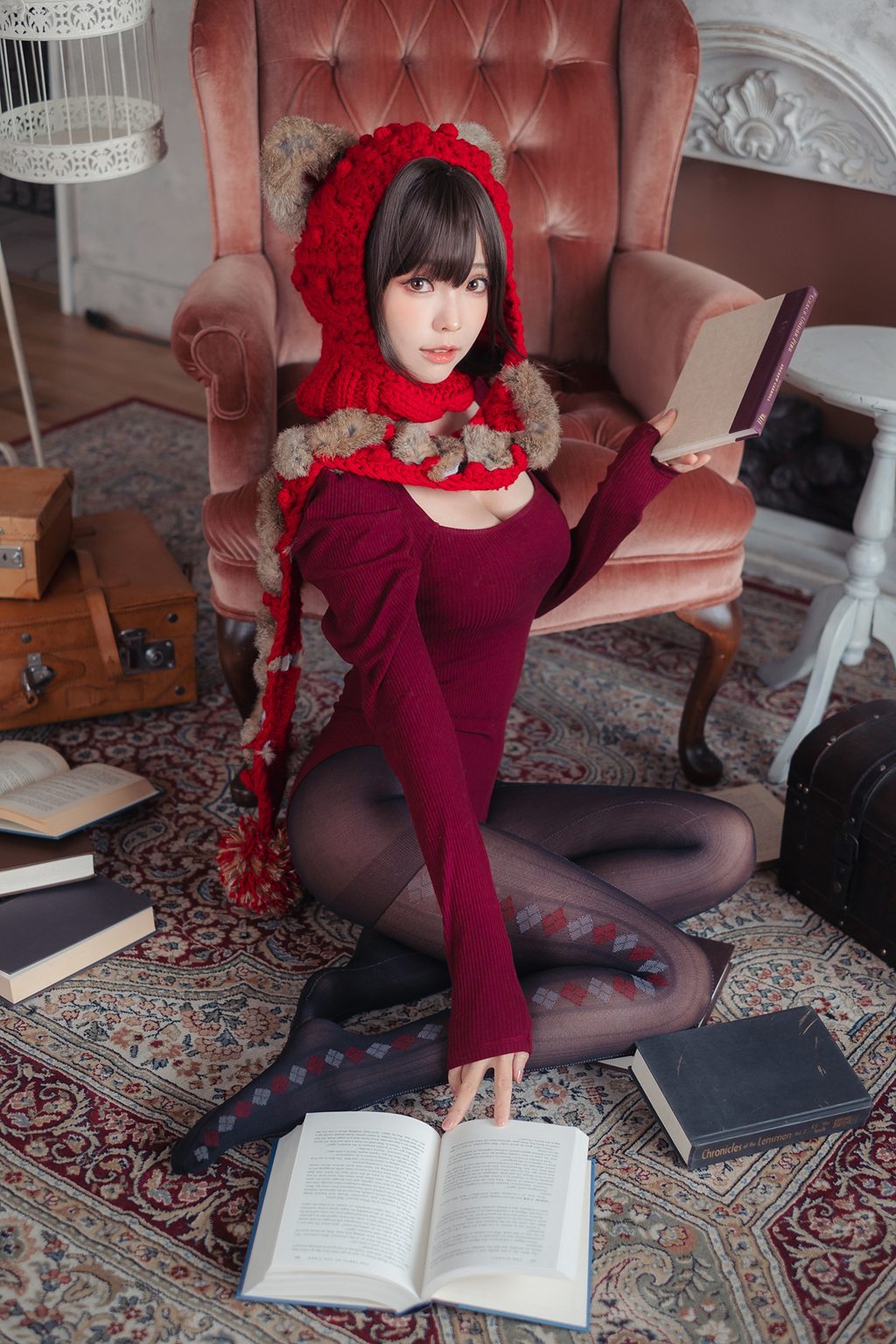 台湾Coser@ElyEE子 红色 KNITTING [52P116MB] 网红写真-第4张