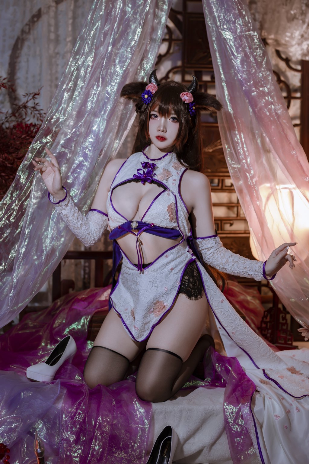 人气动漫博主@二佐Nisa 碧蓝樫野旗袍 [24P/173MB] 网红写真-第3张