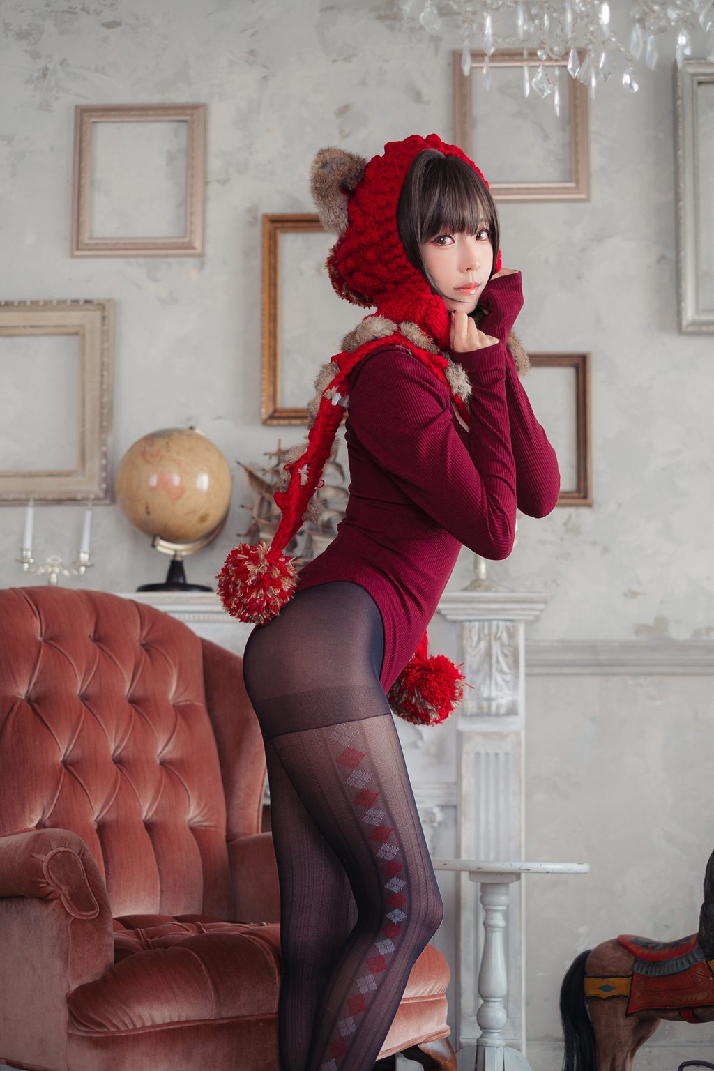 台湾Coser@ElyEE子 红色 KNITTING [52P116MB] 网红写真-第3张