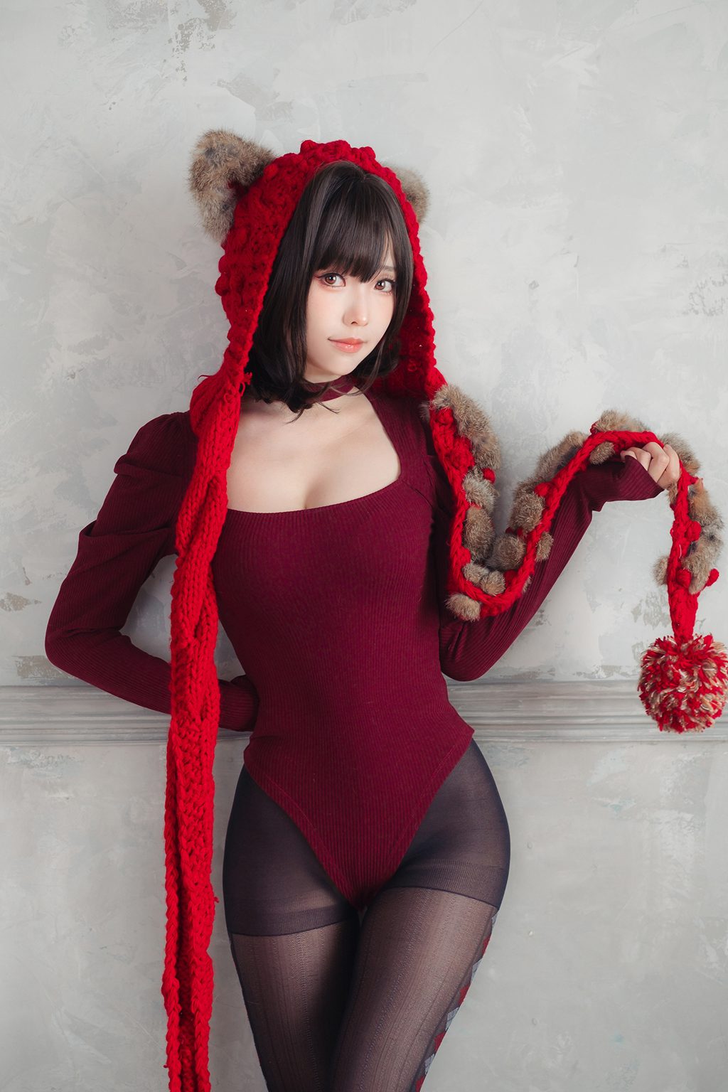 台湾Coser@ElyEE子 红色 KNITTING [52P116MB] 网红写真-第2张