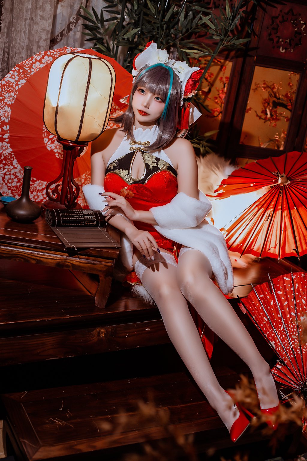 人气动漫博主@二佐Nisa 碧蓝柴郡旗袍 [32P/428MB] 网红写真-第3张