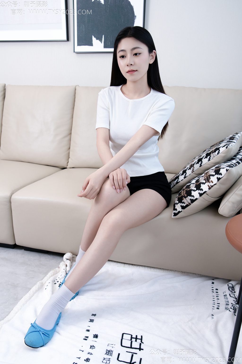 甜予摄影 NO.210 芋泥-平底鞋、白棉袜（完整版）[129P/2V/9.29G] 年费专享-第3张