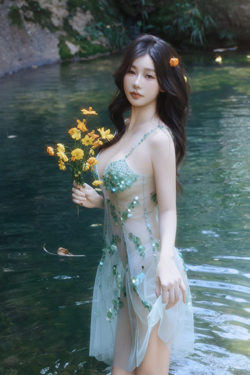 秀人模特@尹甜甜 – 内购无水印 户外小溪[73P／420MB] 年费专享-第1张