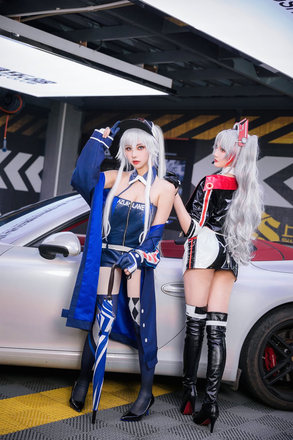 动漫Coser@瓜希酱 &Momoko葵葵 -碧蓝航线 欧根&企业 赛车女郎[58P-274M] 网红写真-第4张