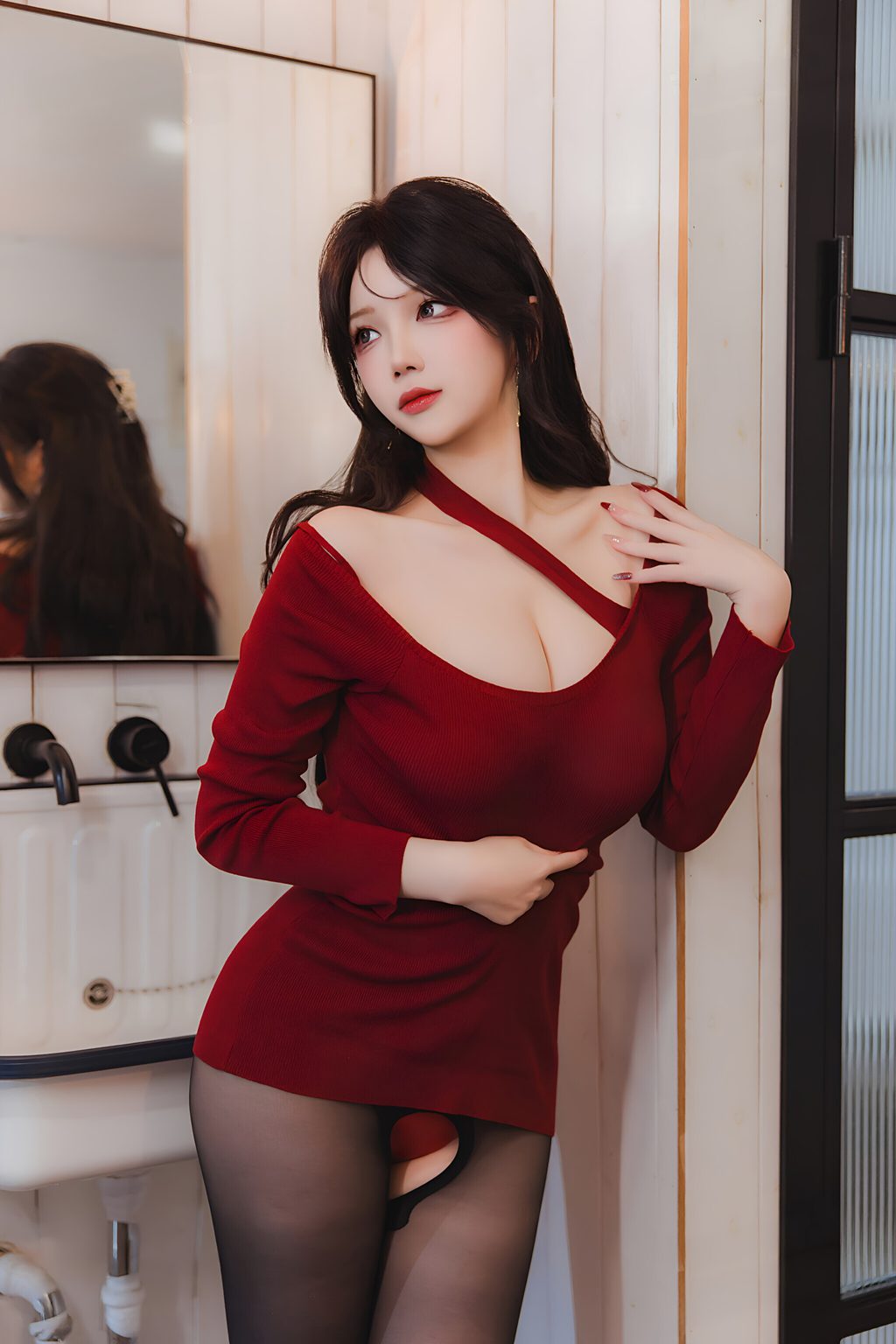 知名动漫博主@雪晴Astra 红裙嘿丝小娇妻 [65P/2V/1.69G] 网红写真-第2张