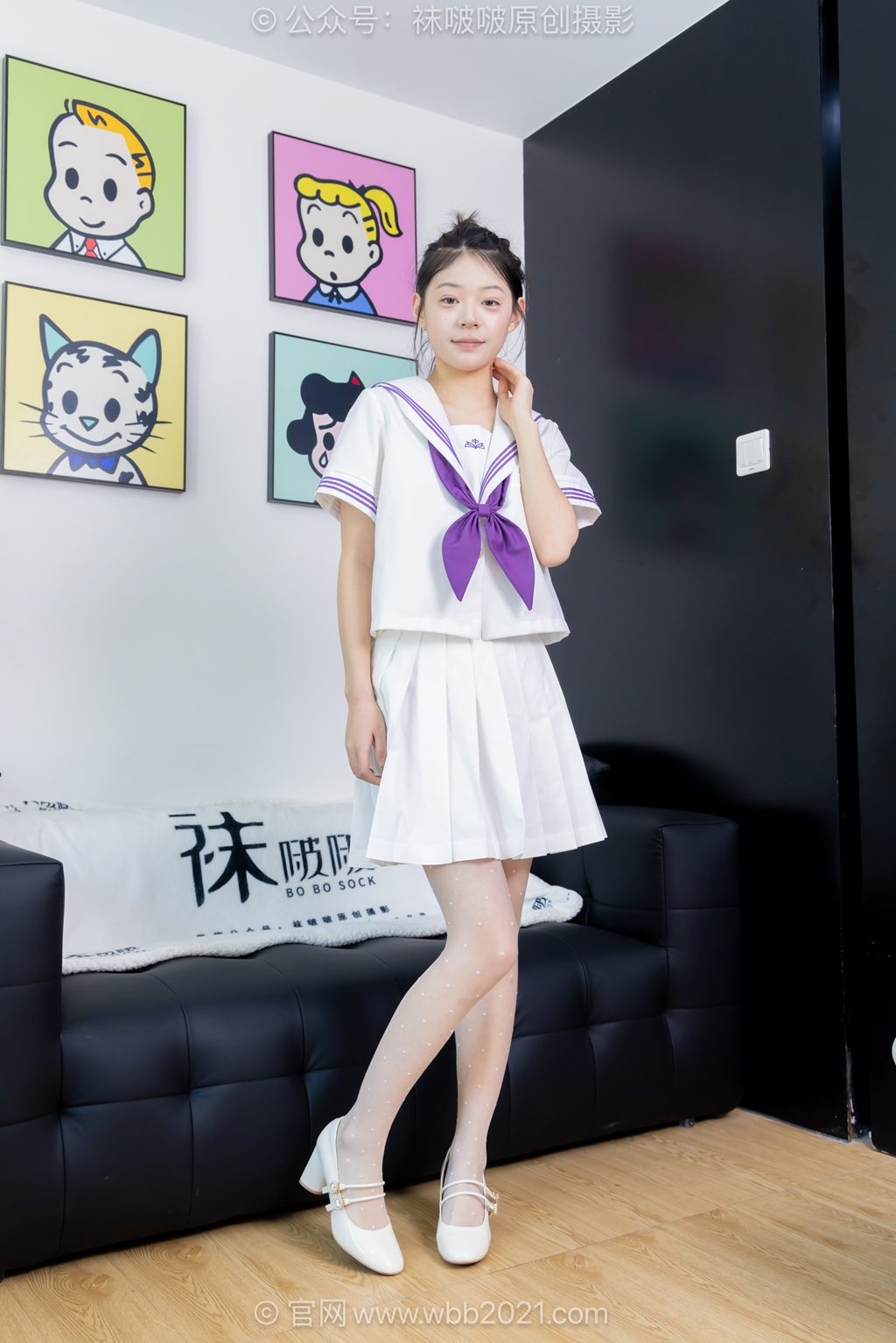 [BoBoSocks袜啵啵] NO.638 糯米-高跟鞋、高跟凉鞋、波点薄白丝、油亮薄肉丝、裸足、jk制服 [146P/1V/5.50GB] 年费专享-第2张