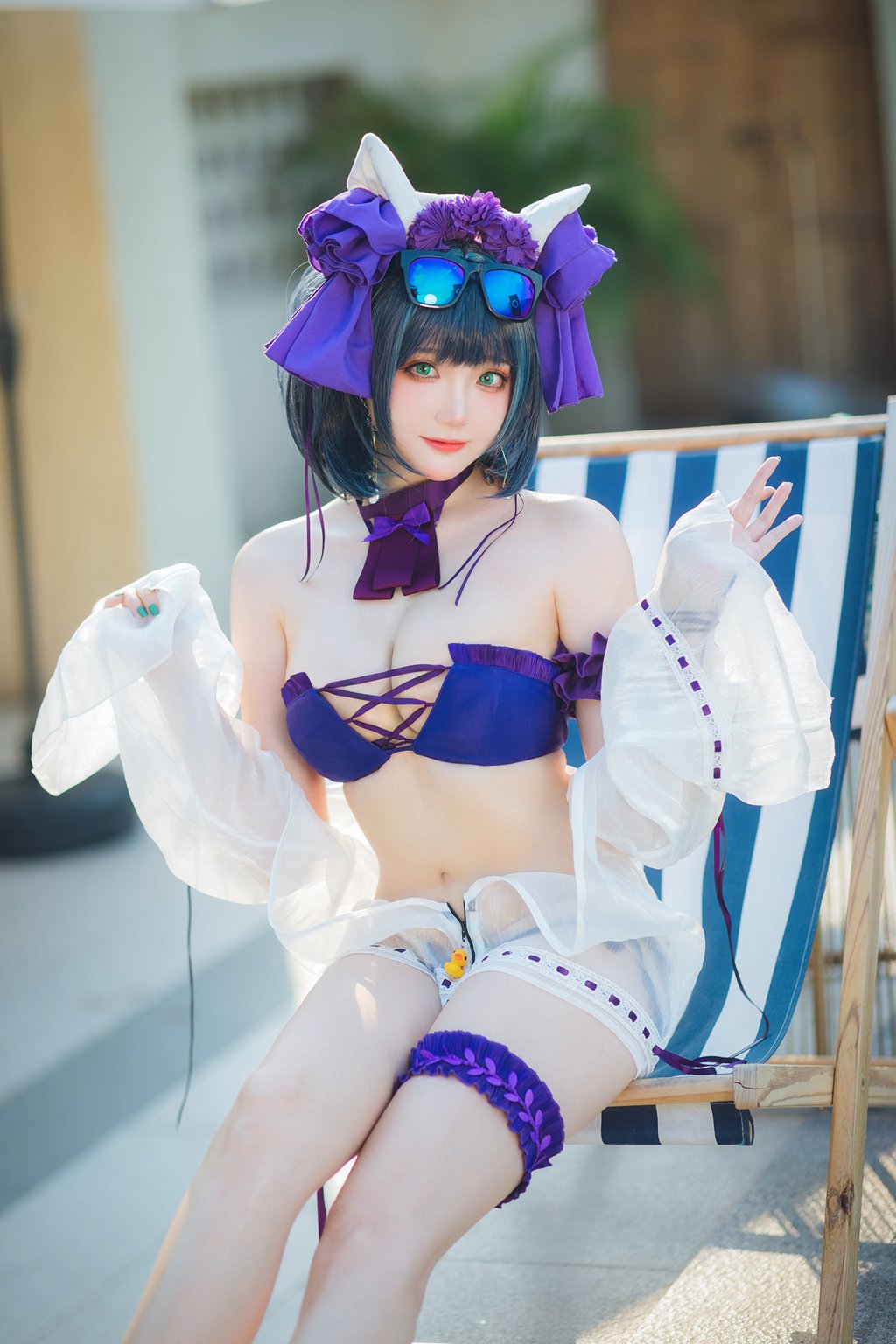 动漫Coser@瓜希酱 柴郡泳装 [32P/103MB] 网红写真-第2张