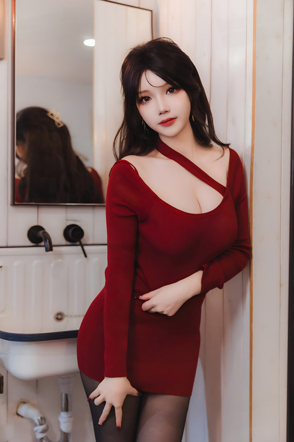 知名动漫博主@雪晴Astra 红裙嘿丝小娇妻 [65P/2V/1.69G] 网红写真-第1张