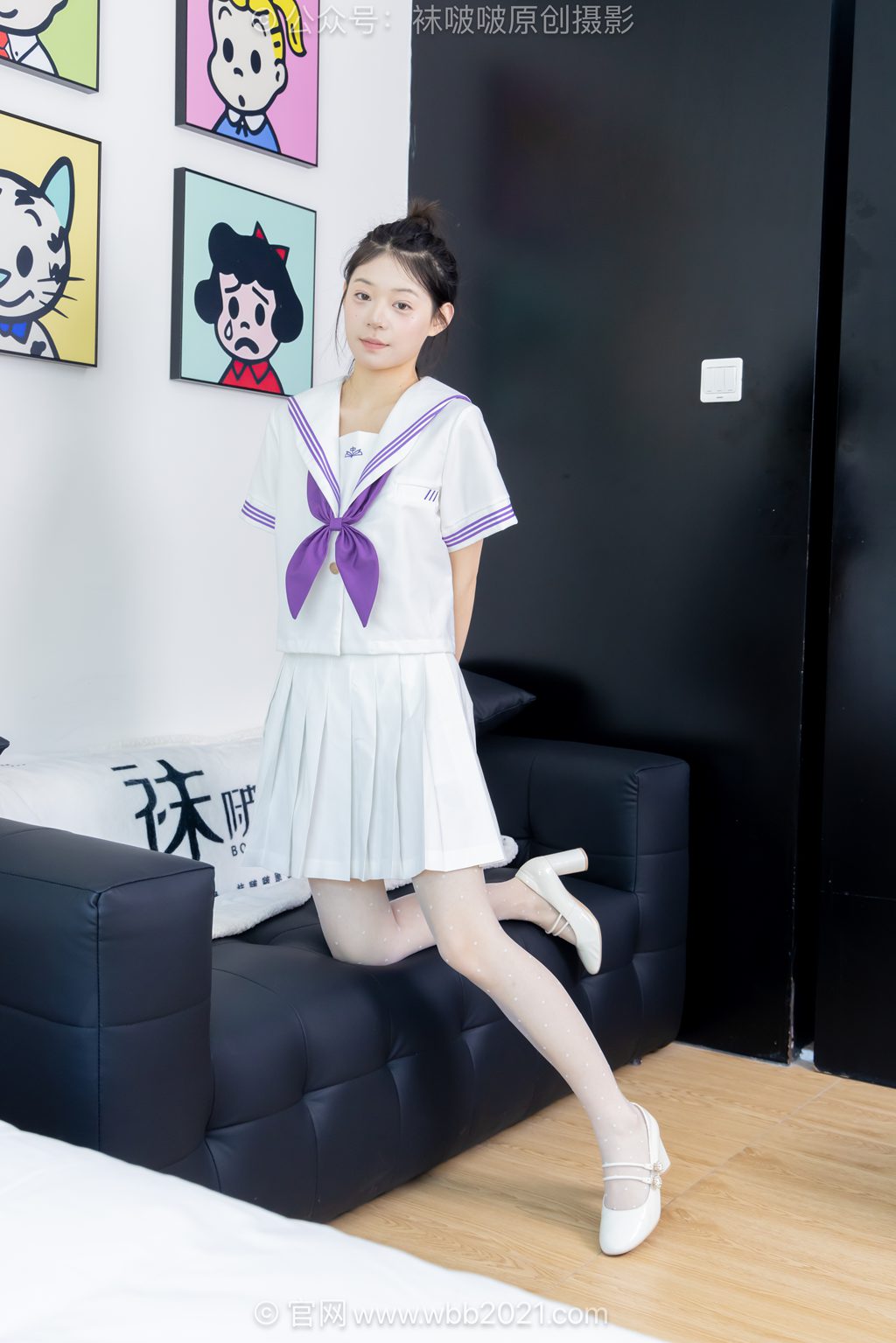 [BoBoSocks袜啵啵] NO.638 糯米-高跟鞋、高跟凉鞋、波点薄白丝、油亮薄肉丝、裸足、jk制服 [146P/1V/5.50GB] 年费专享-第1张