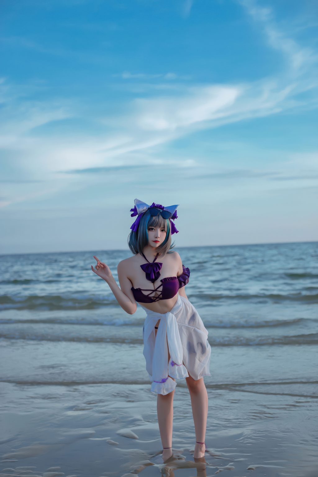 人气Coser动漫博主@二佐Nisa 碧蓝航线-柴郡泳装[30P-227M] 网红写真-第4张