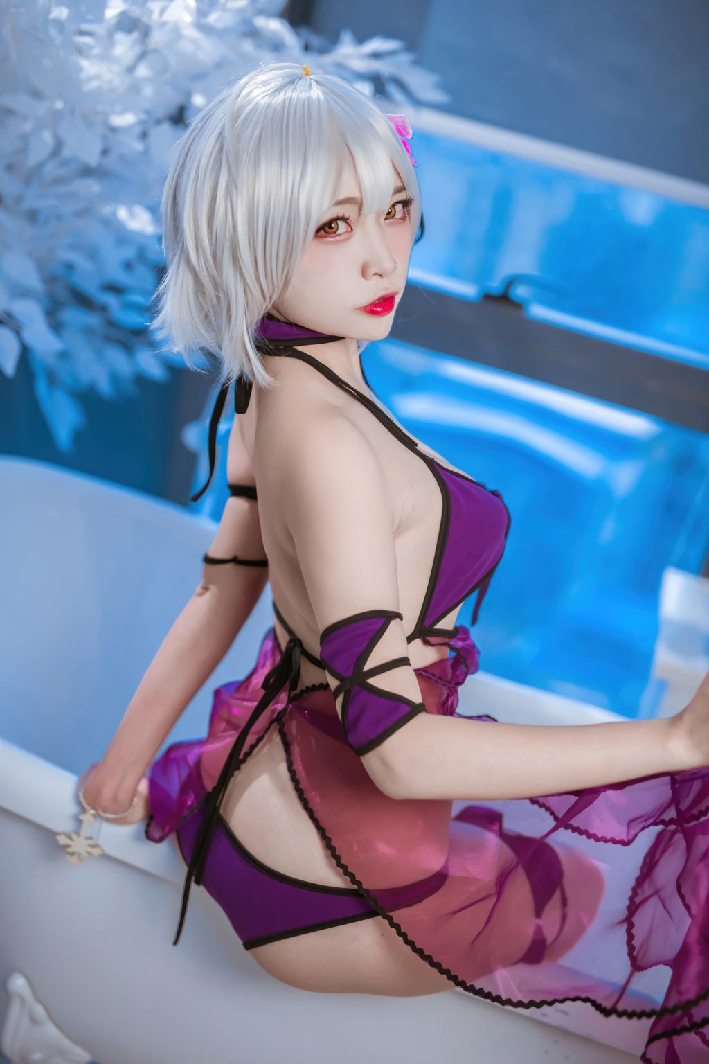 人气Coser动漫博主@二佐Nisa FATE-黑贞水着[40P-178M] 网红写真-第4张