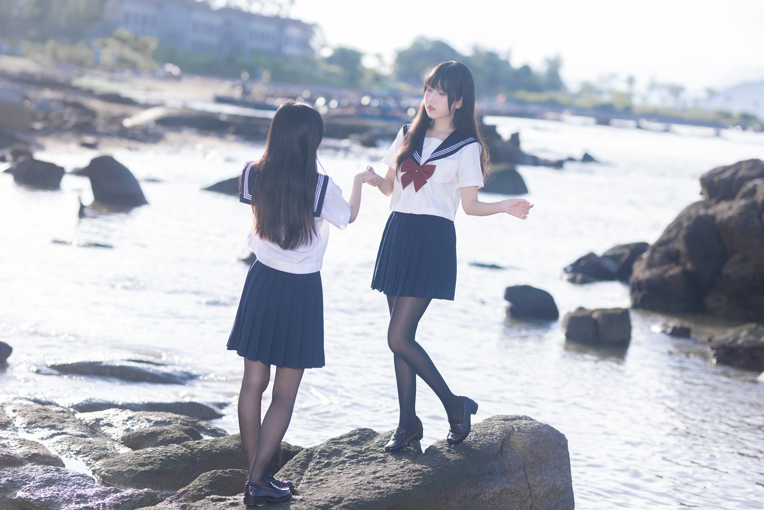动漫博主@不呆猫 &三無人型 – 水手服百合黑丝[51P-1V-612M] 网红写真-第4张