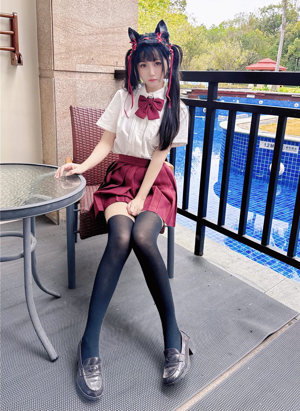 动漫博主@不呆猫 温泉双马尾JK [22P1V-712MB] 网红写真-第4张