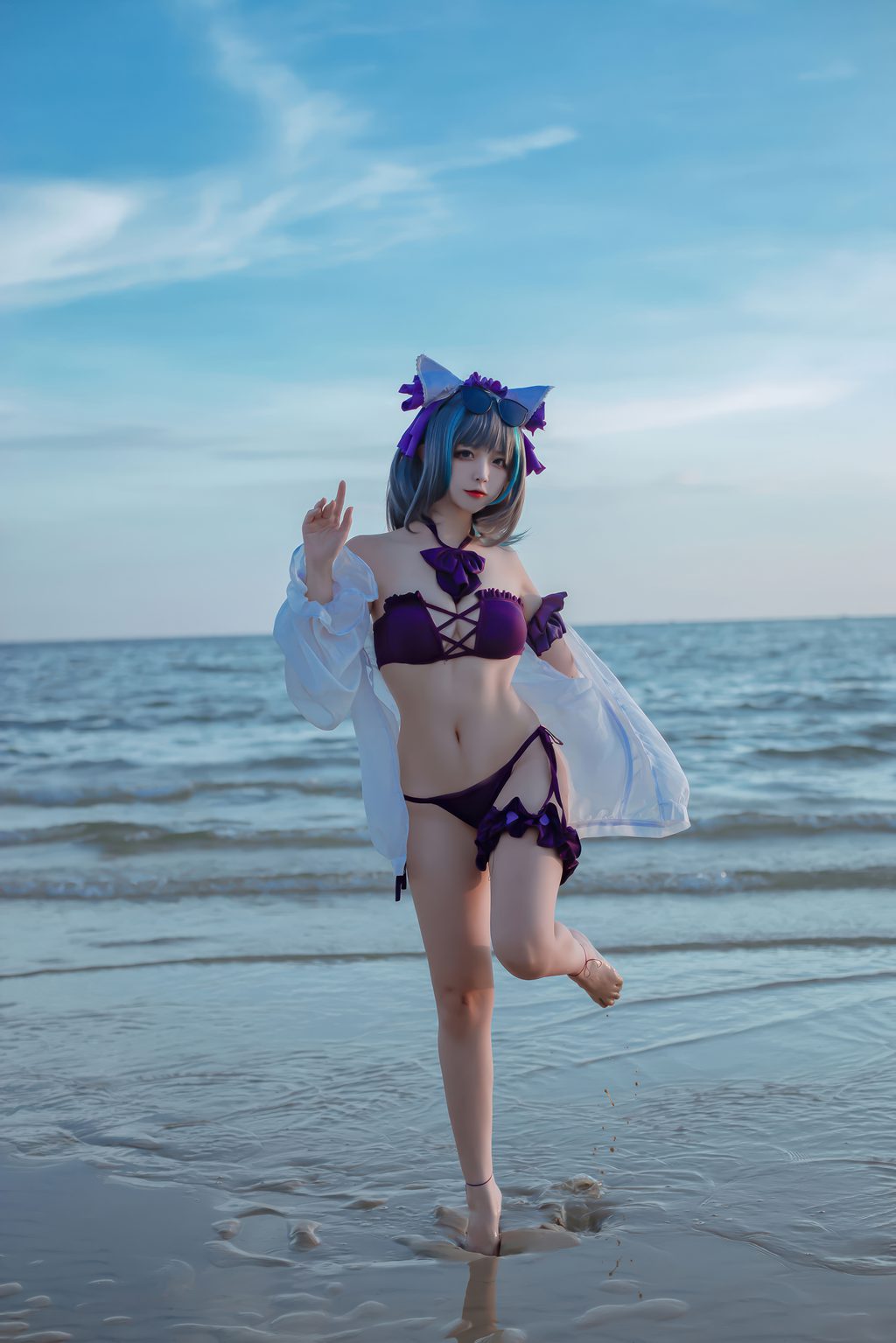 人气Coser动漫博主@二佐Nisa 碧蓝航线-柴郡泳装[30P-227M] 网红写真-第3张