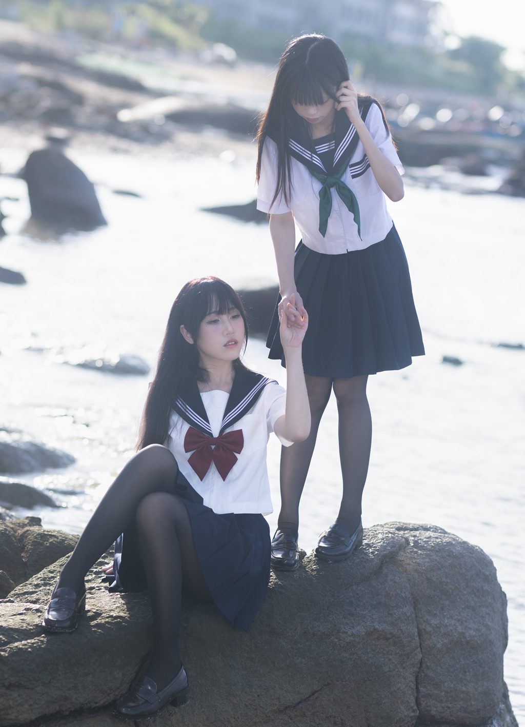 动漫博主@不呆猫 &三無人型 – 水手服百合黑丝[51P-1V-612M] 网红写真-第3张