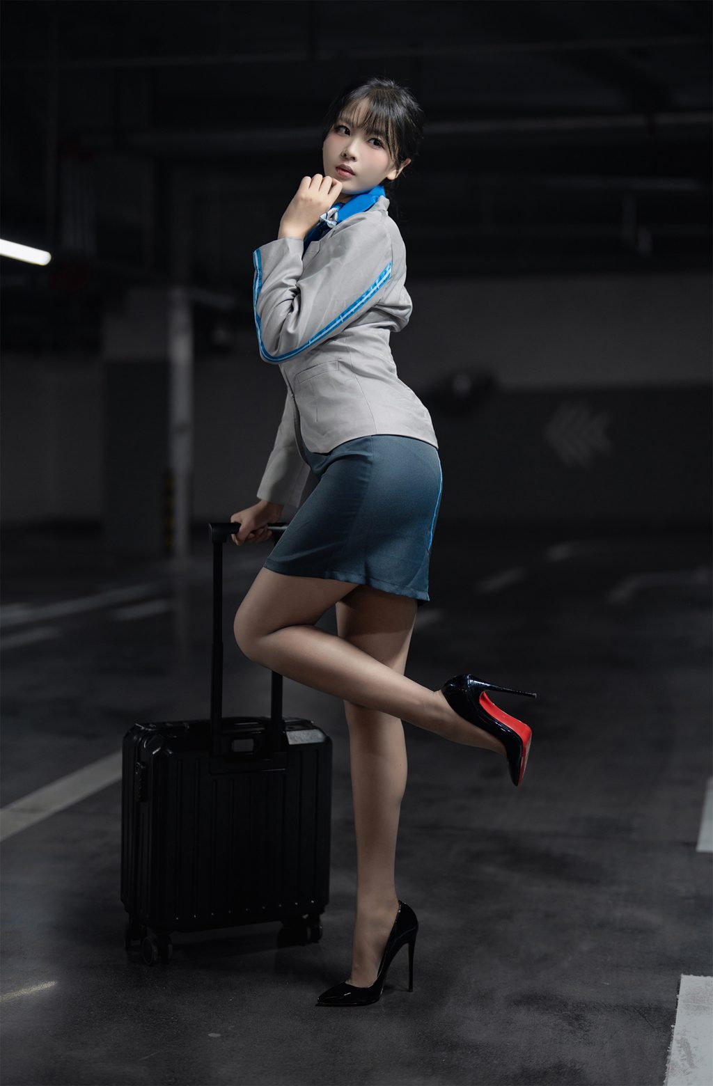 动漫Coser@轩萧 生日作 空姐黑丝+灰丝[140P-2V-7.82G] 网红写真-第3张