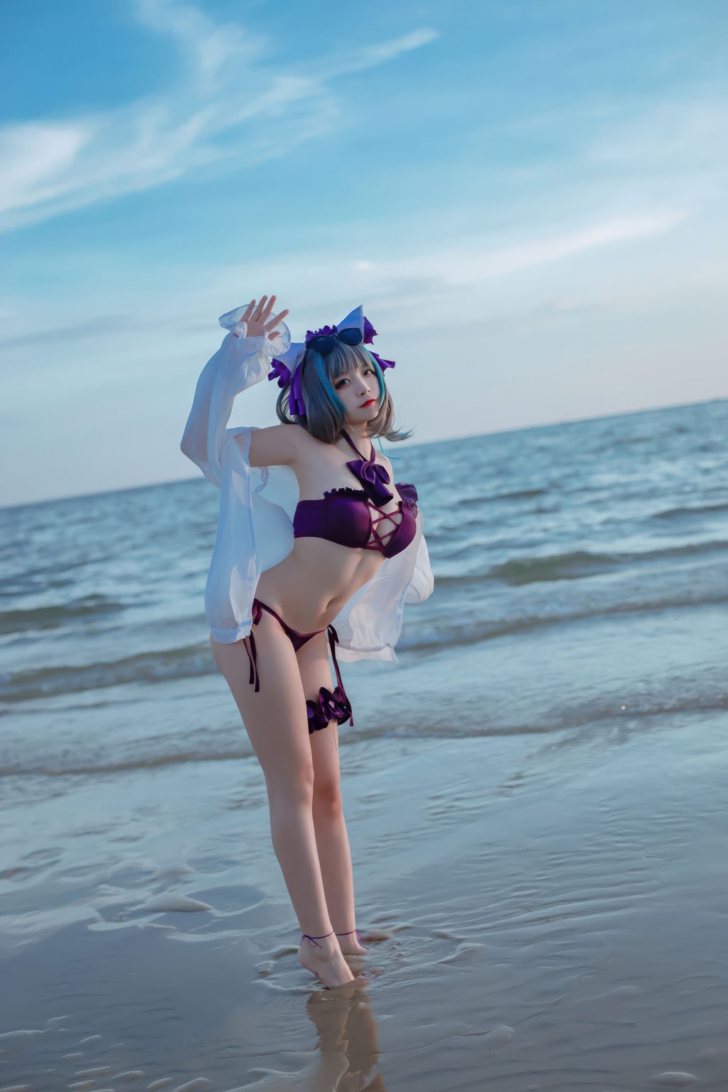 人气Coser动漫博主@二佐Nisa 碧蓝航线-柴郡泳装[30P-227M] 网红写真-第2张