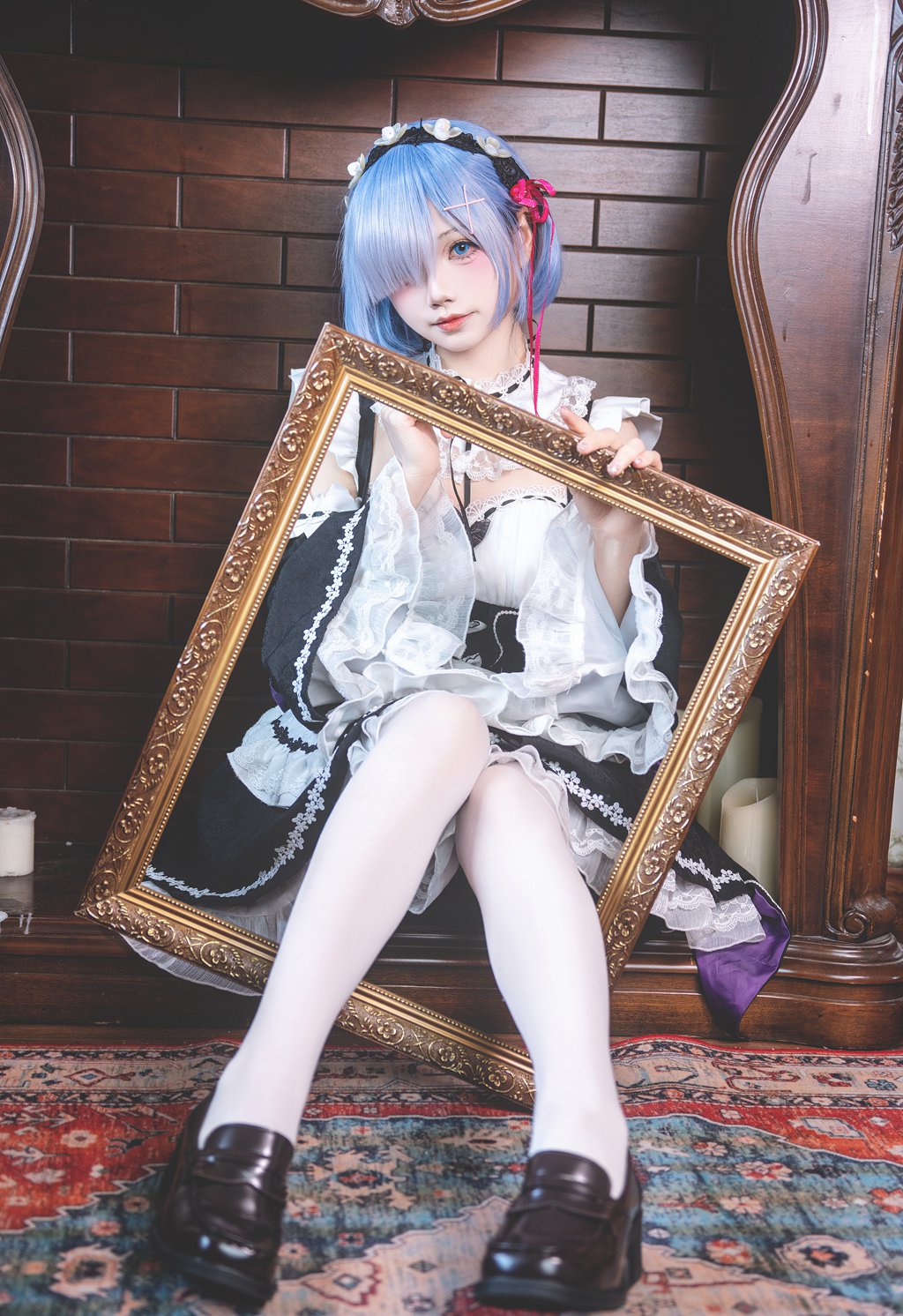 人气动漫Coser@Shika小鹿鹿 雷姆[18P-386M] 网红写真-第2张