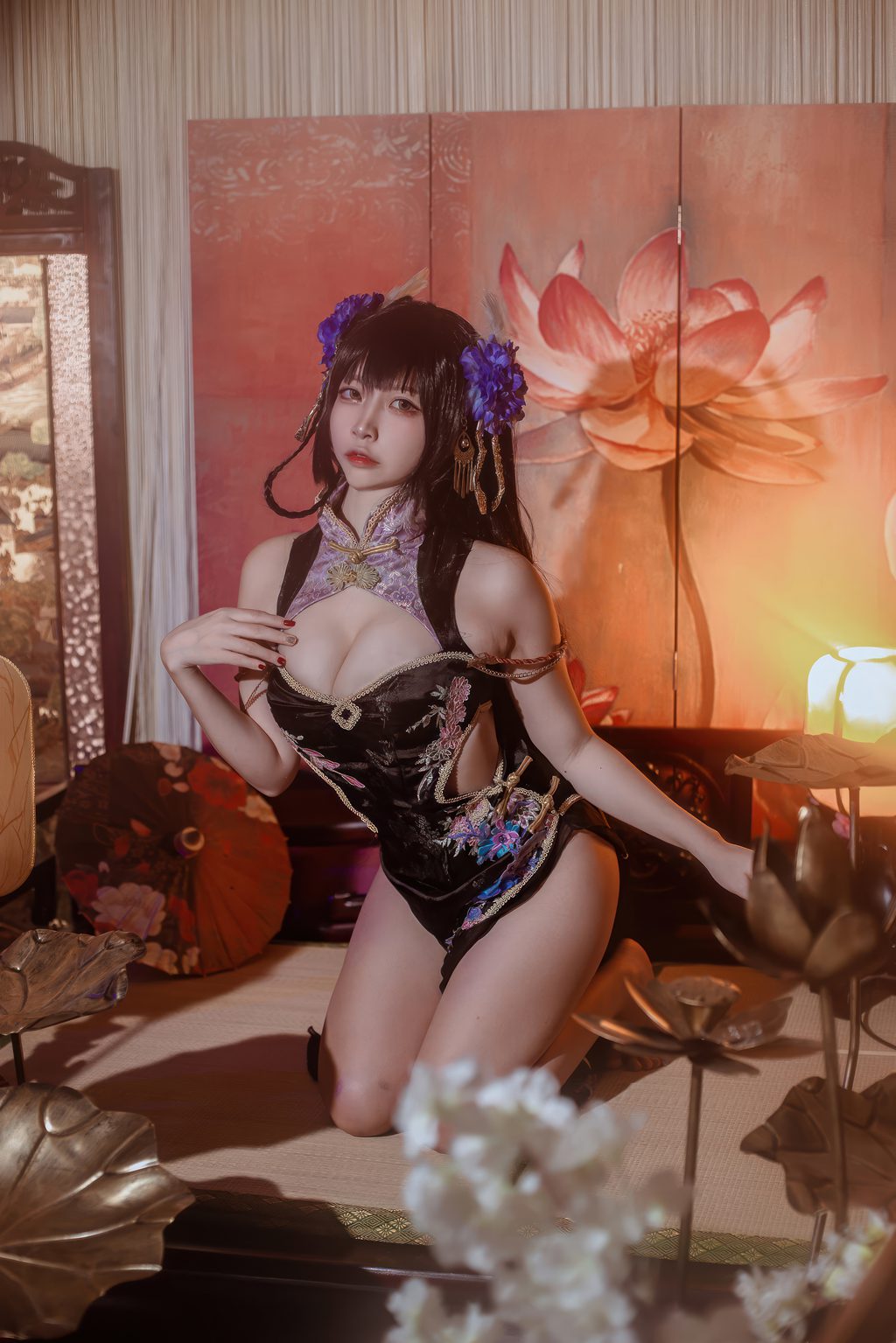 人气Coser动漫博主@二佐Nisa 碧蓝航线-比叡鲟旗袍[24P-240M] 网红写真-第1张
