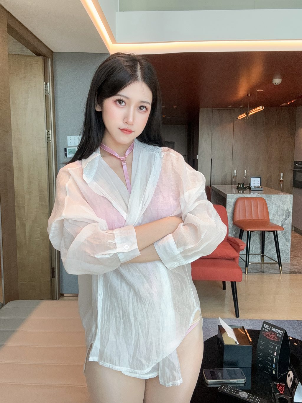 动漫博主@不呆猫  粉色衬衣女友[66P-1V-1.07G] 网红写真-第3张
