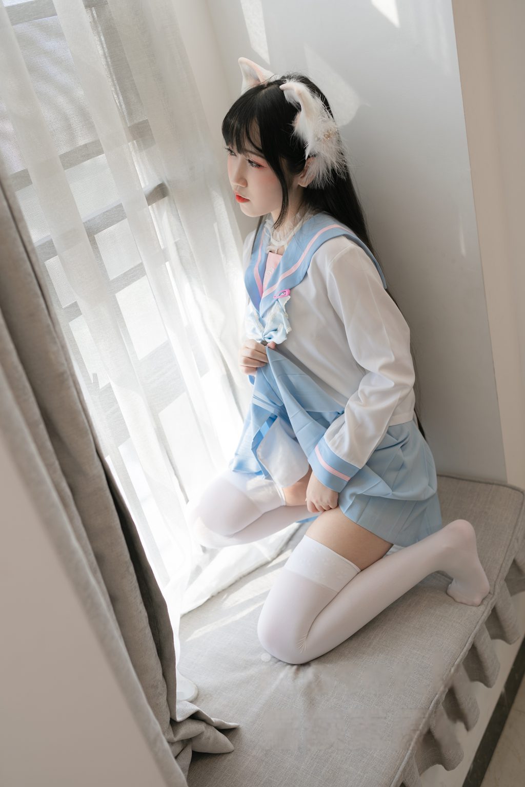 动漫博主@不呆猫 白色兔子JK[63P-388.7M] 网红写真-第2张
